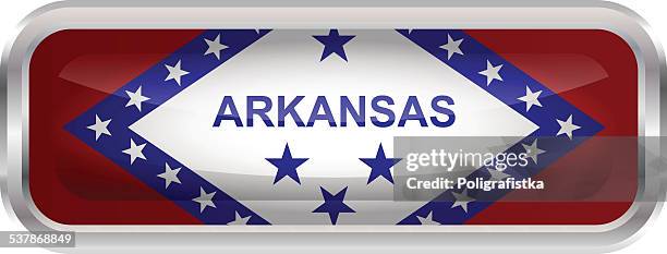 glossy button - flag of arkansas - rectangle border stock illustrations
