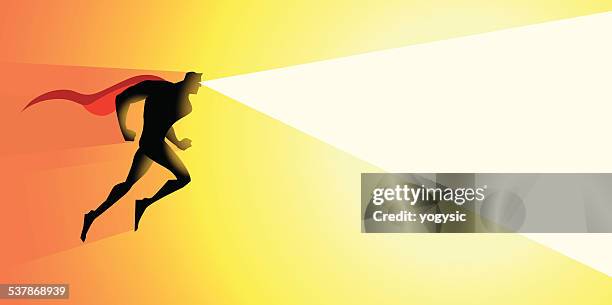 vector superhero heat laser vision - laser-beam-cartoon stock illustrations