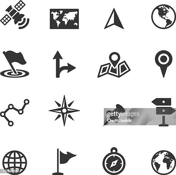 soulico icons - navigation and map - satellite stock illustrations