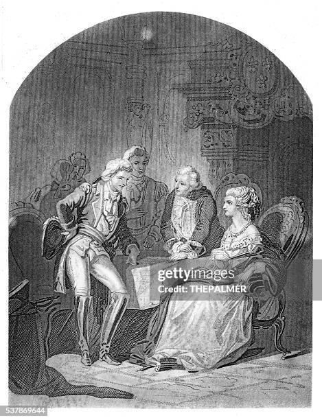 Lafayette Louis Xvi And Marie Antoniette Engraving 1859 High-Res Vector Graphic