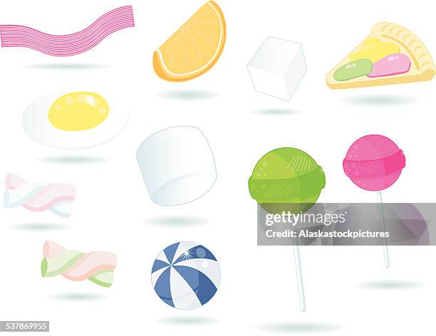 various sweets - marshmallow stock illustrations