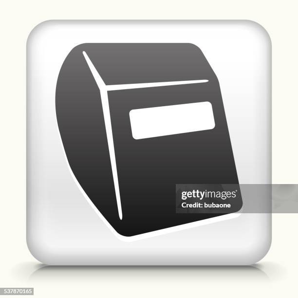 square button with soldering helmet royalty free vector art - blacksmith stock illustrations