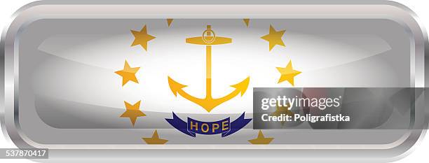 glossy button - flag of rhode island - rectangle border stock illustrations