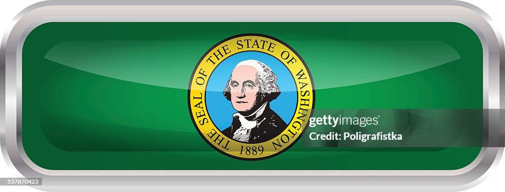 Glossy Button - Flag of Washington state