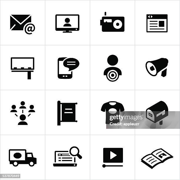 advertising and promotion icons - marketing channels stock illustrations