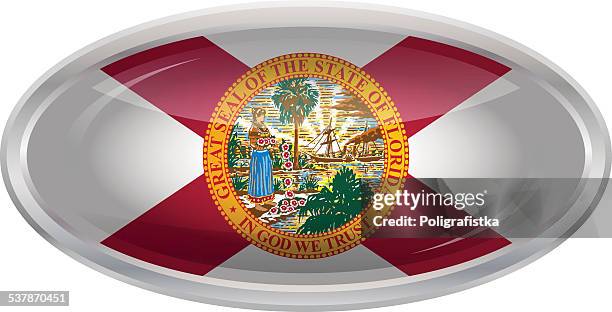 glossy button - flag of florida - florida state flag stock illustrations