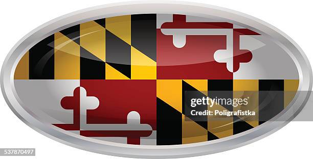 glossy button - flag of maryland - maryland flag stock illustrations