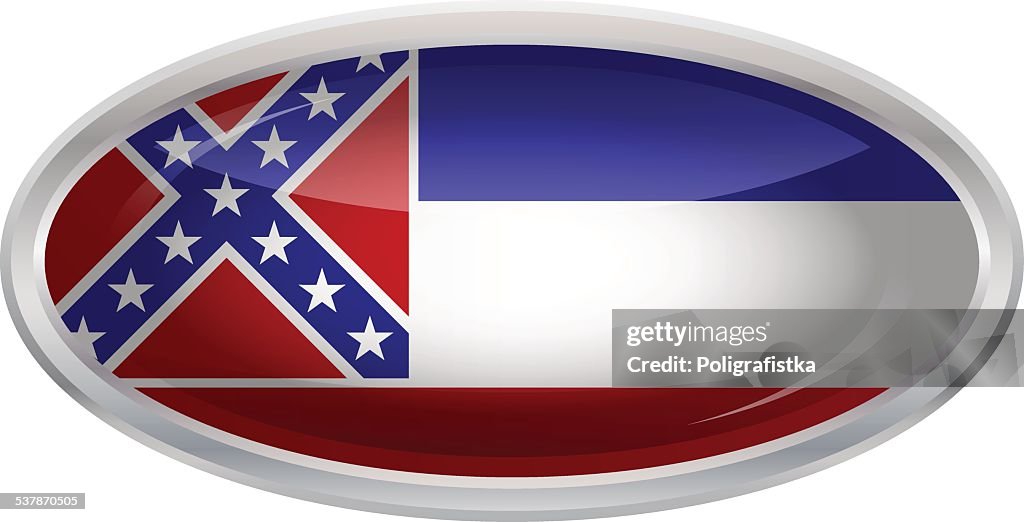 Glossy Button - Flag of Mississippi