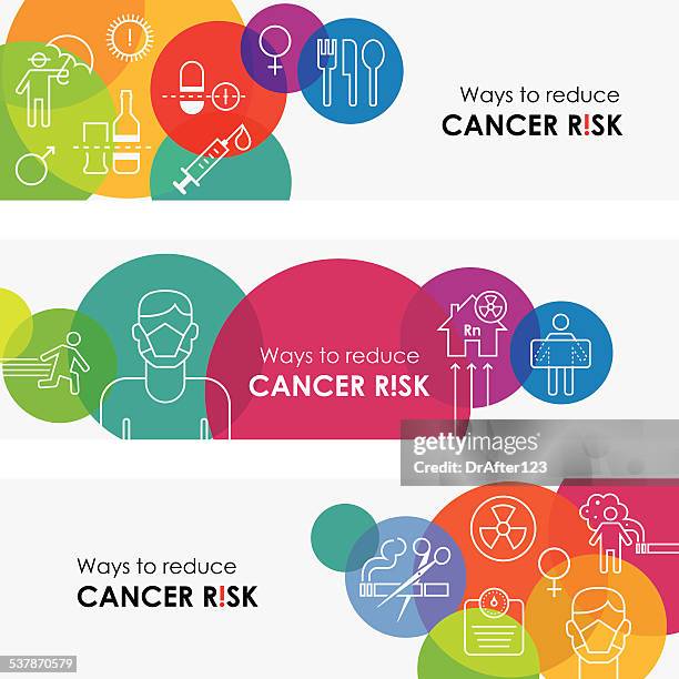 how to reduce cancer risk banners - alcohol medical stock illustrations