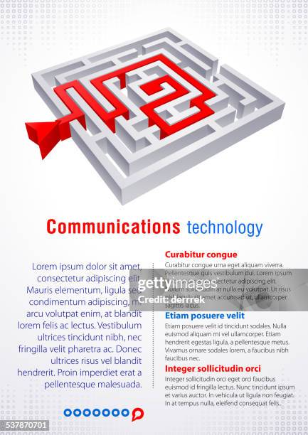 3d round red solved maze - exit strategy stock illustrations