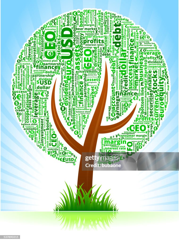 Tree with Business and Finance Word Cloud