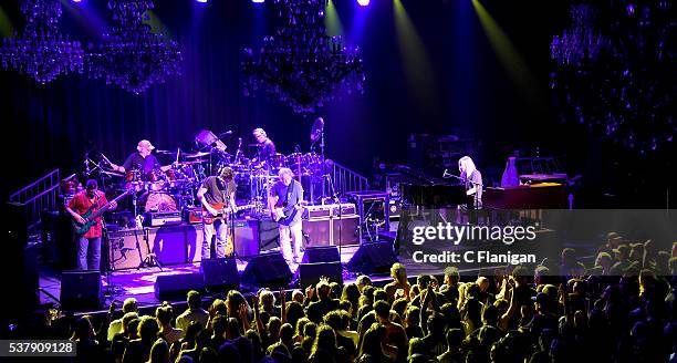 Drummer Bill Kreutzmann, Guitarists John Mayer, Bob Weir and Drummer Mickey Hart of Dead and Company perform during the 'Pay it Forward' concert at...