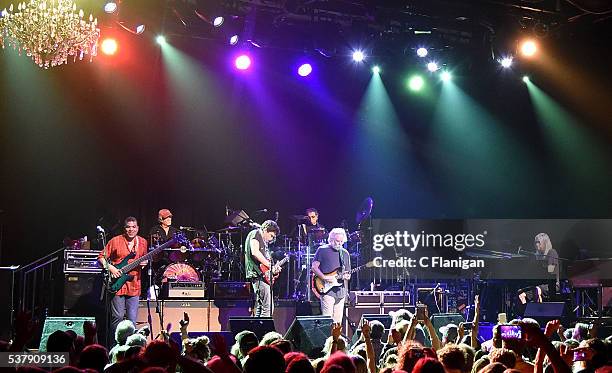 Drummer Bill Kreutzmann, Guitarists John Mayer, Bob Weir and Drummer Mickey Hart of Dead and Company perform during the 'Pay it Forward' concert at...