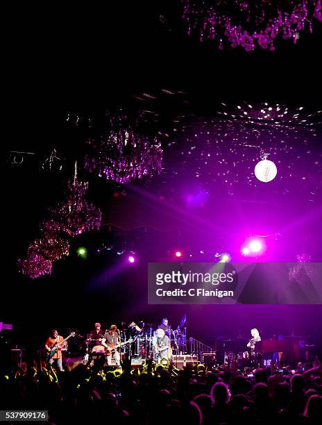 Drummer Bill Kreutzmann, Guitarists John Mayer, Bob Weir and Drummer Mickey Hart of Dead and Company perform during the 'Pay it Forward' concert at...