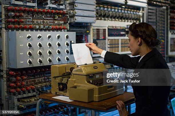 Machines de typex modifiées utilisées pour le décode.Office à Hut 6 à  Bletchley Park, près de Milton Keynes, Buckinghamshire, Angleterre,  Royaume-Uni Photo Stock - Alamy