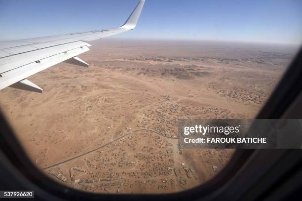 Picture taken from an airplane on June 3 shows the Western Sahara refugee camp of Rabuni.