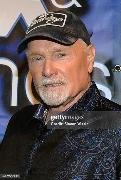 Mike Love of The Beach Boys poses on stage after The Beach Boys' concert at "FOX & Friends" All American Concert Series outside of FOX Studios on...