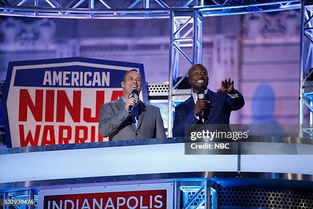 Indianapolis Qualifier" -- Pictured: Matt Iseman, Akbar Gbajabiamila --