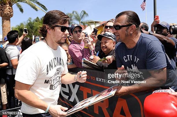 Mark Wahlberg visits "Extra" at Universal Studios Hollywood on June 3, 2016 in Universal City, California.