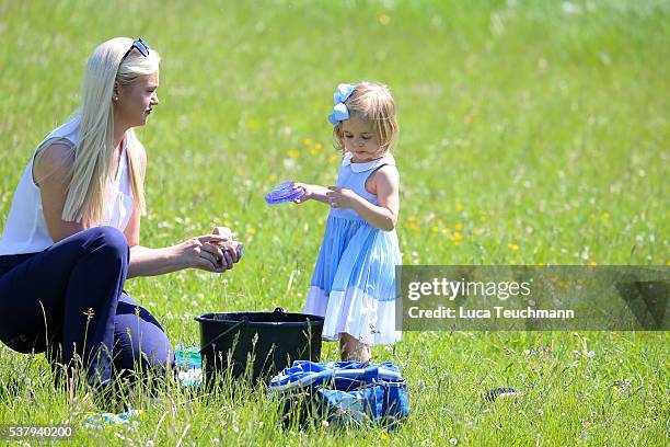 Princess Leonore of Sweden is seen visiting the stables on June 3, 2016 in Gotland, Sweden. Duchess Leonore will meet her horse Haidi of Gotland for...