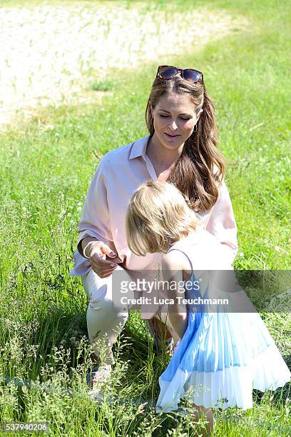 Princess Leonore of Sweden and her mother Princess Madeleine of Sweden are seen visiting the stables on June 3, 2016 in Gotland, Sweden. Duchess...
