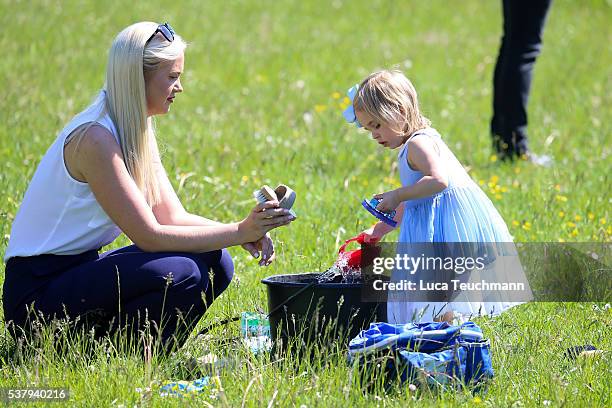 Princess Leonore of Sweden is seen visiting the stables on June 3, 2016 in Gotland, Sweden. Duchess Leonore will meet her horse Haidi of Gotland for...