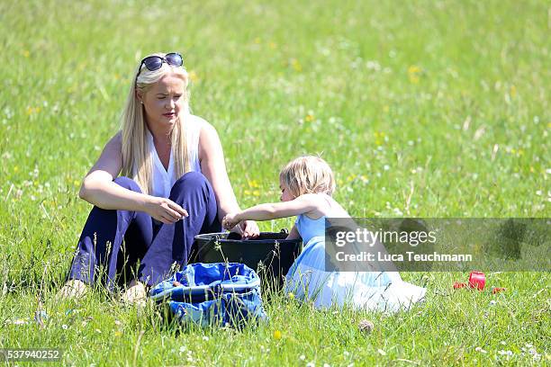 Princess Leonore of Sweden is seen visiting the stables on June 3, 2016 in Gotland, Sweden. Duchess Leonore will meet her horse Haidi of Gotland for...