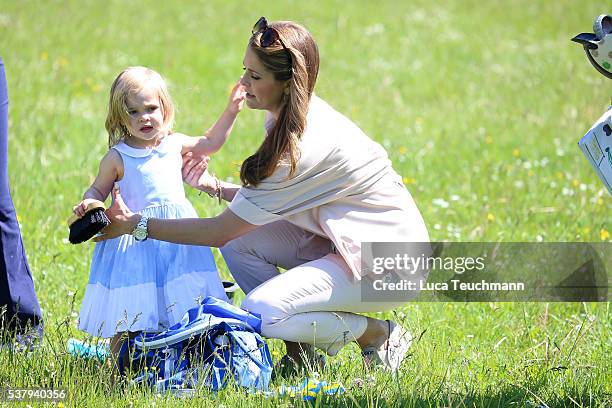 Princess Leonore of Sweden and her mother Princess Madeleine of Sweden are seen visiting the stables on June 3, 2016 in Gotland, Sweden. Duchess...