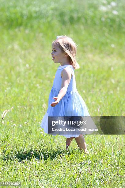 Princess Leonore of Sweden is seen visiting the stables on June 3, 2016 in Gotland, Sweden. Duchess Leonore will meet her horse Haidi of Gotland for...