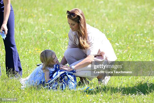 Princess Leonore of Sweden and her mother Princess Madeleine of Sweden are seen visiting the stables on June 3, 2016 in Gotland, Sweden. Duchess...