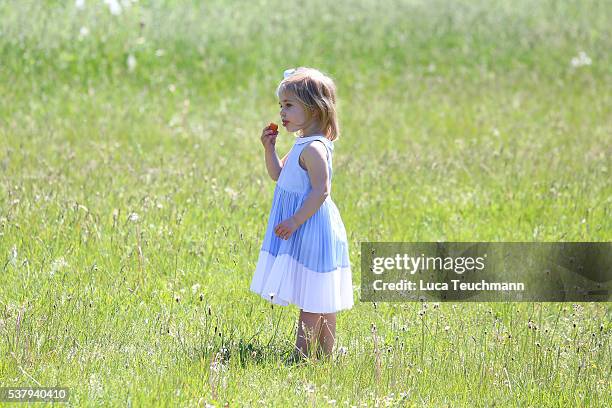 Princess Leonore of Sweden is seen visiting the stables on June 3, 2016 in Gotland, Sweden. Duchess Leonore will meet her horse Haidi of Gotland for...