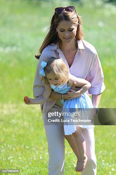 Princess Leonore of Sweden and her mother Princess Madeleine of Sweden are seen visiting the stables on June 3, 2016 in Gotland, Sweden. Duchess...