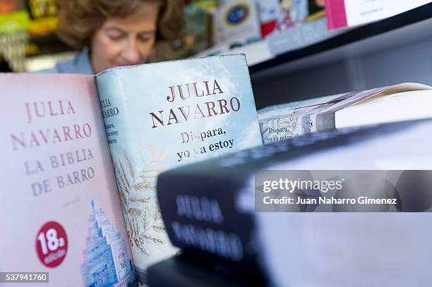 Julia Navarro attends book fair at Retiro Park on June 3, 2016 in Madrid, Spain.