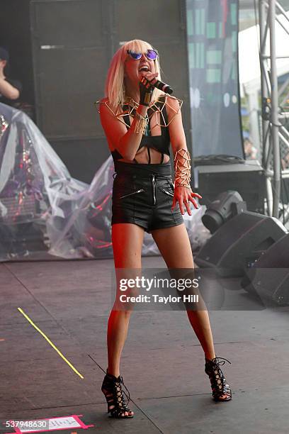Sarah Barthel of Big Grams performs onstage during the 2016 Governors Ball Music Festival at Randall's Island on June 3, 2016 in New York City.