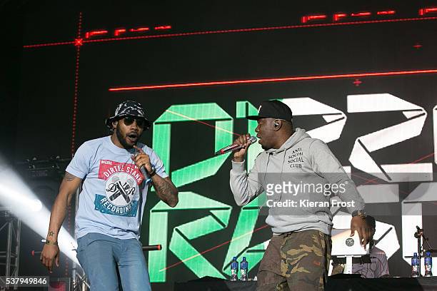 Guest singer and Dizzee Rascal perform at Bulmers Forbidden Fruit Fesitval at the Irish Museum Of Modern Art on June 3, 2016 in Dublin, Ireland.