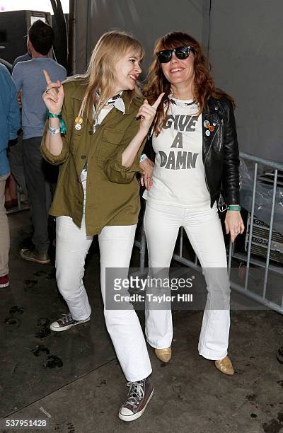 Tennessee Thomas and Jenny Lewis pose backstage at the 2016 Governors Ball Music Festival at Randall's Island on June 3, 2016 in New York City.
