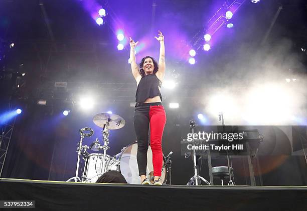 Kim Schifino of Matt and Kim performs onstage during the 2016 Governors Ball Music Festival at Randall's Island on June 3, 2016 in New York City.