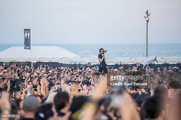 View of the crowd during the concert of Savages on third day of Primavera Sound 2016 on June 3, 2016 in Barcelona, Spain.