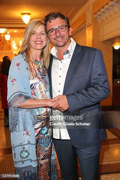 Hans Sigl and his wife Susanne Sigl during the 'Bayerischer Fernsehpreis' 2016 at Prinzregententheater on June 3, 2016 in Munich, Germany.