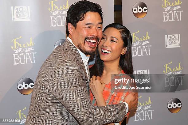 Randall Park and Constance Wu arrive at the Emmy FYC Event for ABC's "Fresh Off The Boat" at The London Hotel on June 3, 2016 in West Hollywood,...