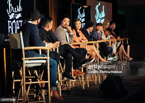 Ahmad Khan, Nahnatchka Khan, Melvin Mar, Randall Park, Constance Wu, Hudson Yang; Forrest Wheeler; Ian Chen; Chelsey Crisp and Lucille Soong attend...