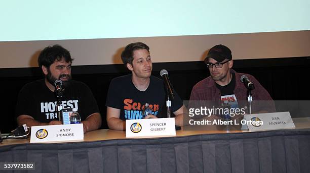 Andy Signore; Spencer Gilbert; Dan Murrell of Screen Junkies on Day 2 of Wizard World Comic Con Philadelphia 2016 held at Pennsylvania Convention...