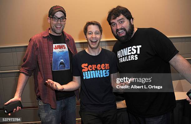 Dan Murrell, Spencer Gilbert and Andy Signore of Screen Junkies on Day 2 of Wizard World Comic Con Philadelphia 2016 held at Pennsylvania Convention...