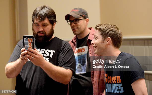 Andy Signore; Spencer Gilbert; Dan Murrell of Screen Junkies on Day 2 of Wizard World Comic Con Philadelphia 2016 held at Pennsylvania Convention...