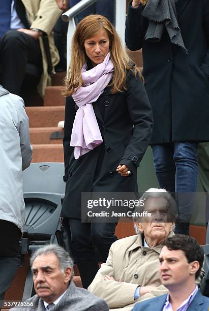 Anne Gravoin, wife of French Prime Minister Manuel Valls attends day 13 of the 2016 French Open held at Roland-Garros stadium on June 3, 2016 in...