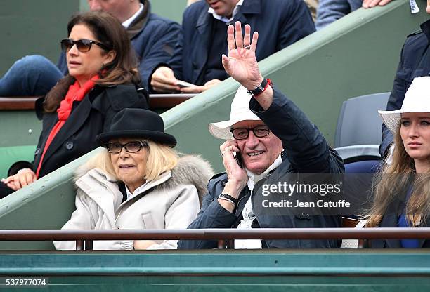 Mireille Darc and her husband Pascal Desprez attend day 13 of the 2016 French Open held at Roland-Garros stadium on June 3, 2016 in Paris, France.