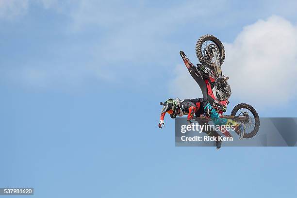 Nate Adams participates in Moto X Freestyle Warm-up during X Games Austin at Circuit of The Americas on June 2, 2016 in Austin, Texas.