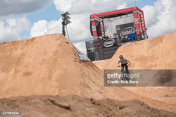 Anthony Napolitan participates in BMX Dirt Practice during X Games Austin at Circuit of The Americas on June 2, 2016 in Austin, Texas.