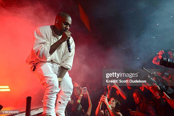 Rapper Kanye West performs onstage at the Power 106 Powerhouse show at Honda Center on June 3, 2016 in Anaheim, California.