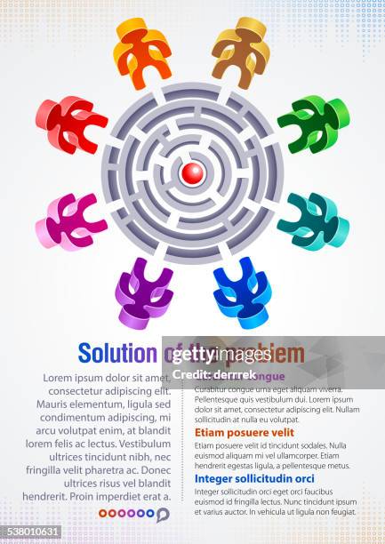 3d round maze - exit strategy stock illustrations